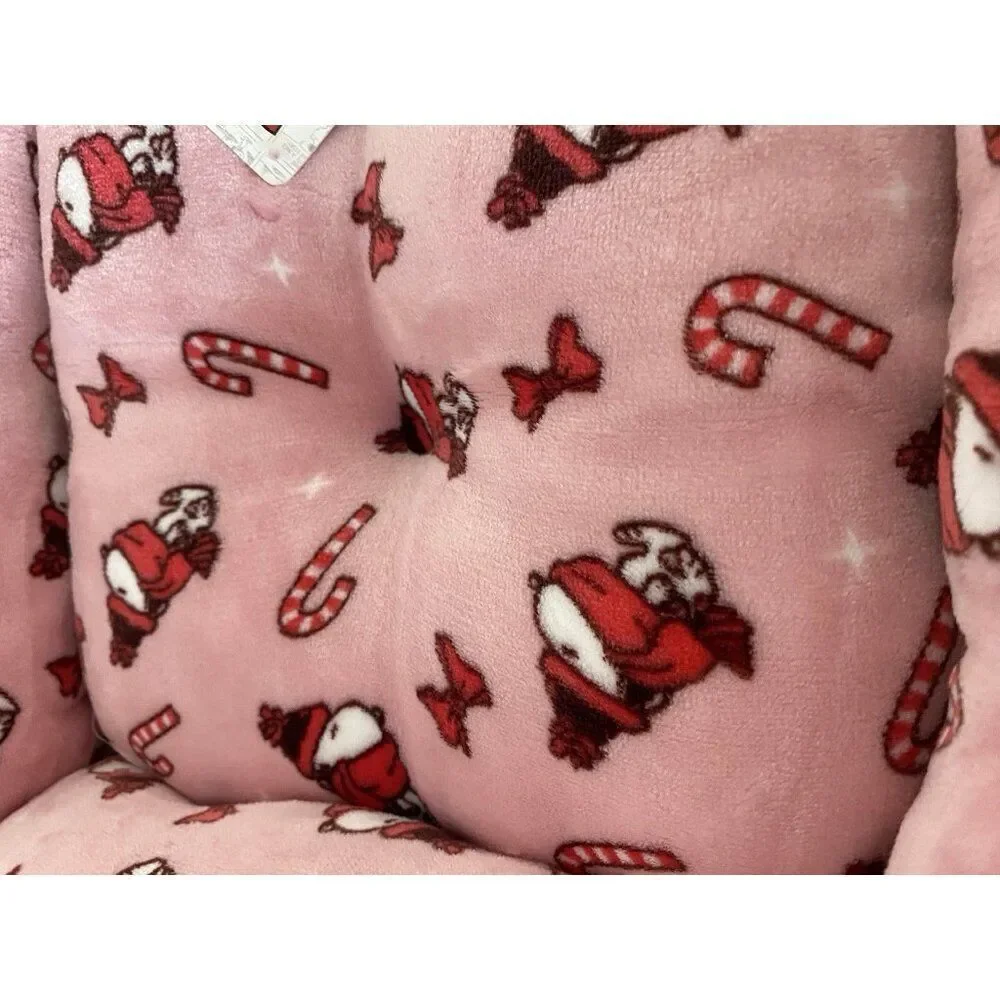 Peanuts Snoopy Small Dog Cat Pet‎ Cozy Cuddler Bed Christmas Pink Candy Cane NEW